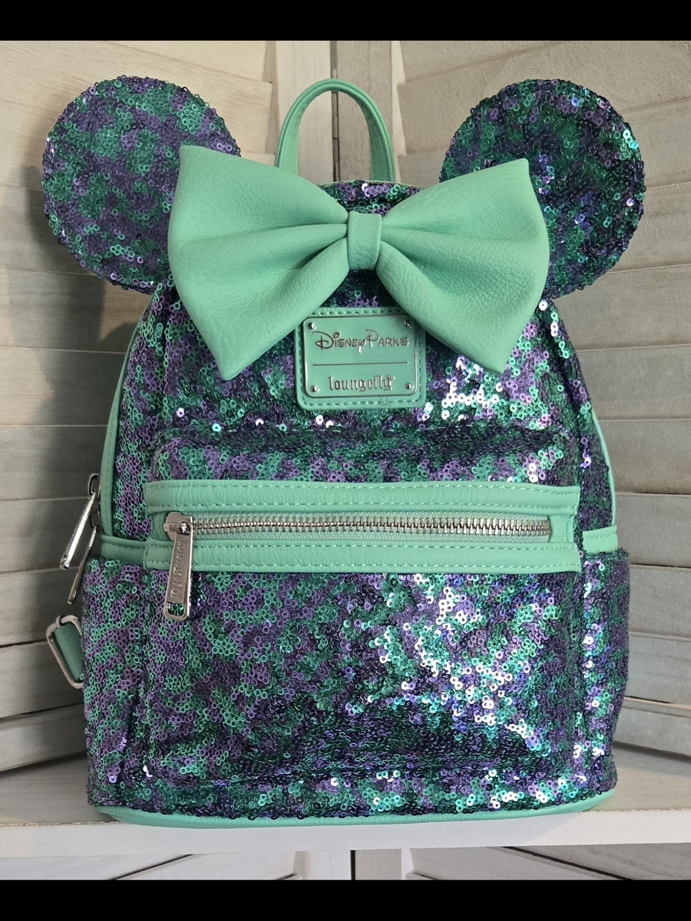 Loungefly Teal/Purple Sequin Minnie Ear Mini Backpack